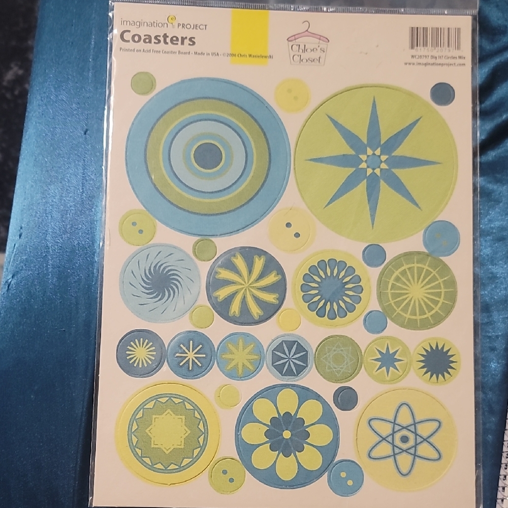 Imagination Project Coasters with Blue and Green Designs